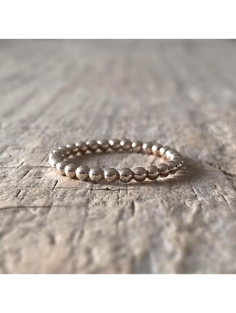 14K Gold Filled Beaded Ring. Handmade Minimalist Stacking Ring.